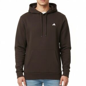 adidas Dark Brown Pullover Hoodie with Small Logo